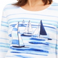 Karen Scott Women's Boat Print Embellished Top White Size S