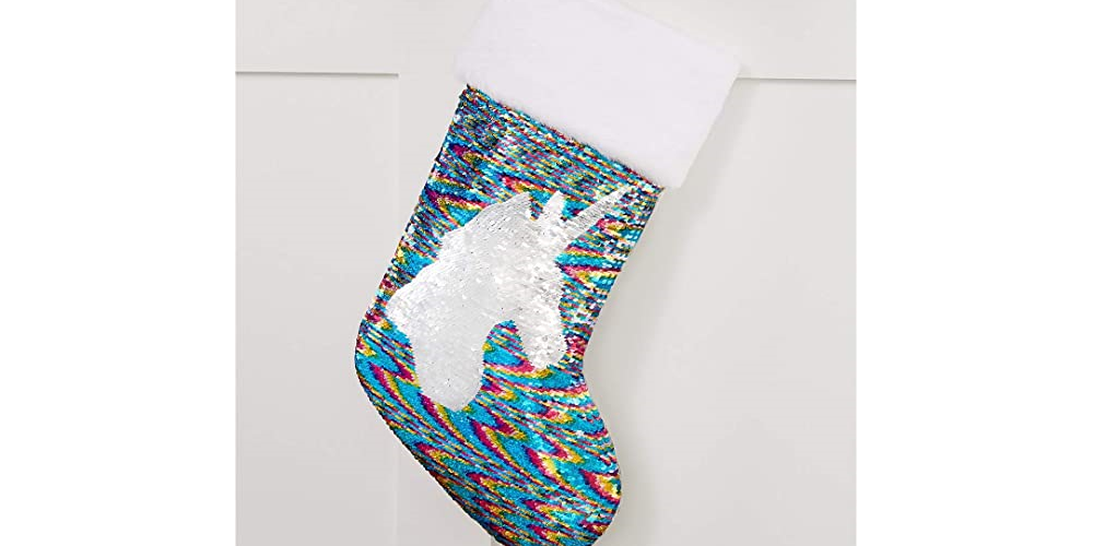 Holiday Lane Women's Sequin Unicorn Stocking Socks Gray One Size