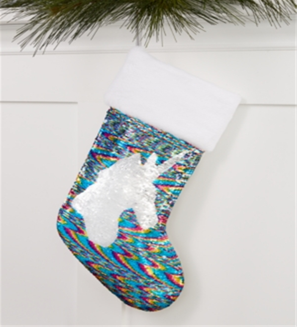 Holiday Lane Women's Sequin Unicorn Stocking Socks Gray One Size
