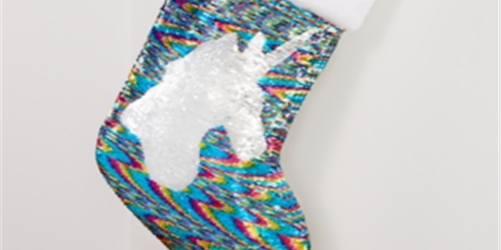 Holiday Lane Women's Sequin Unicorn Stocking Socks Gray One Size