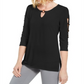 JM Collection Women's O Ring Lattice Top Black Size Small