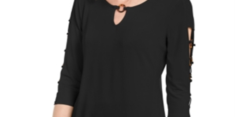 JM Collection Women's O Ring Lattice Top Black Size Small
