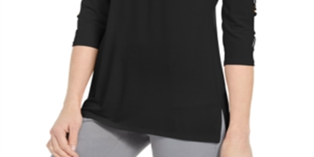 JM Collection Women's O Ring Lattice Top Black Size Small
