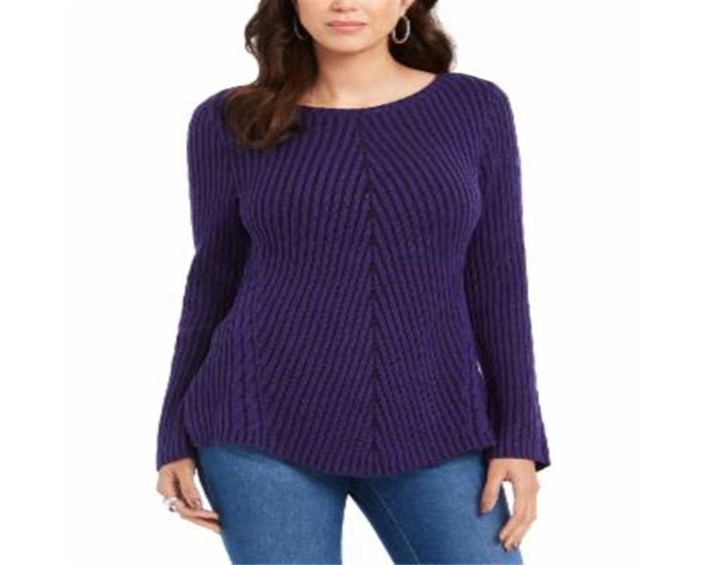 Style & Co Women's Ribbed Knit Sweater Purple Size X-Small