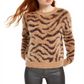 Hooked up by Iot Juniors' Fuzzy Zebra Sweater Brown Size Medium