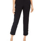 JM Collection Women's Tummy Control Leopard Ladder Hem Ankle Pants Black Size -XS