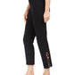 JM Collection Women's Tummy Control Leopard Ladder Hem Ankle Pants Black Size -XS