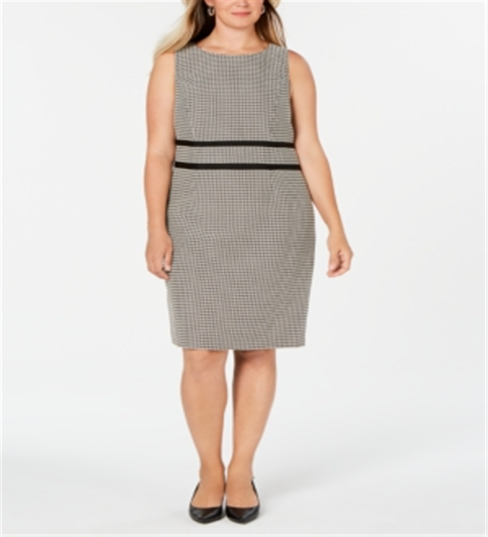 Kasper Women's Printed Sheath Dress Black Size 14W