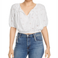 French Connection Women's Santoline Eyelet Pattern Cropped Top -White Size L