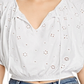 French Connection Women's Santoline Eyelet Pattern Cropped Top -White Size L