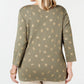 Karen Scott Women's Plus Foil Print Henley Top Green Size 0X
