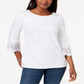Charter Club Women's Cotton Lace Trim Top White Size Petite