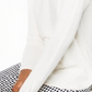 Charter Club Women's Cashmere Shirttail Sweater White Size S
