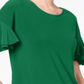 INC International Concepts Women's Ruffled Sleeve Top Green Size Petite
