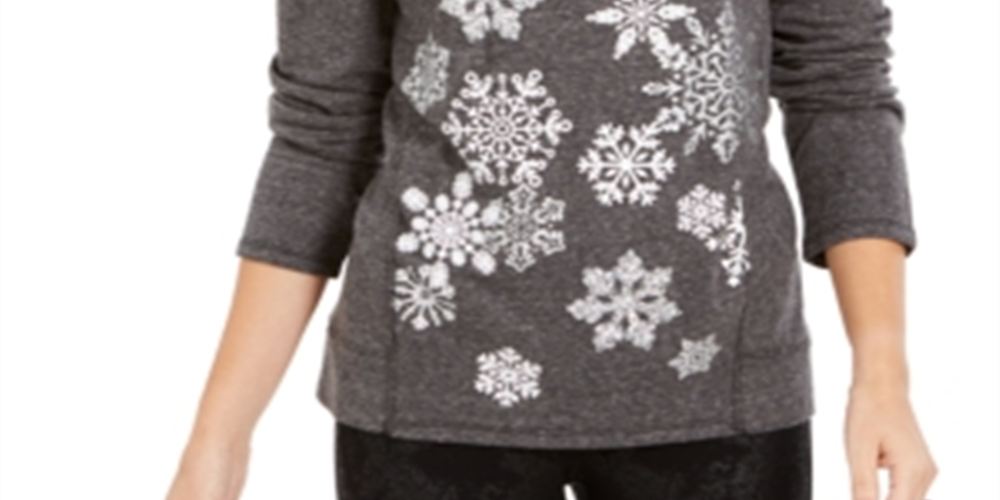 Style & Co Women's Printed Casual Top Gray Size 1X