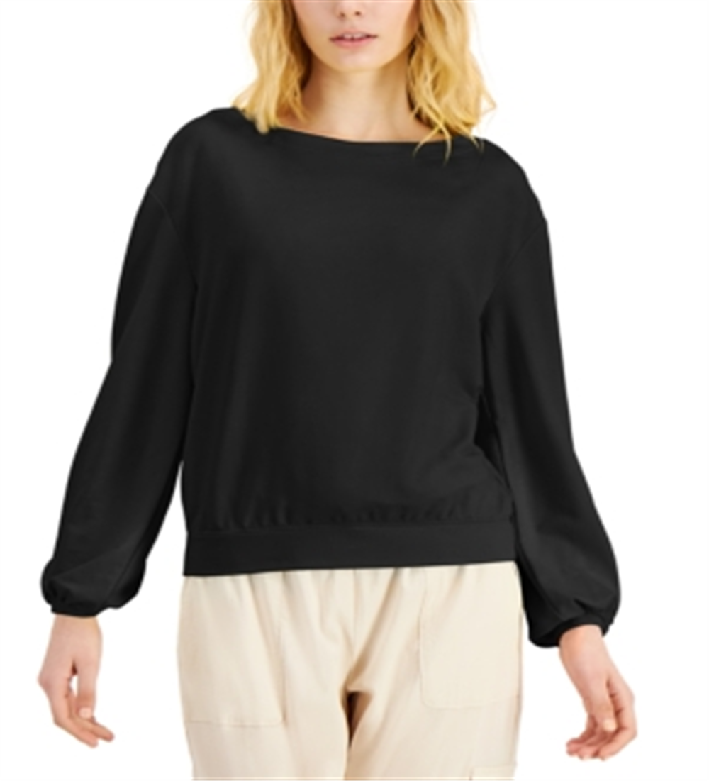INC International Concepts Women's Earth Drop Shoulder Sweatshirt Black Size X-Large