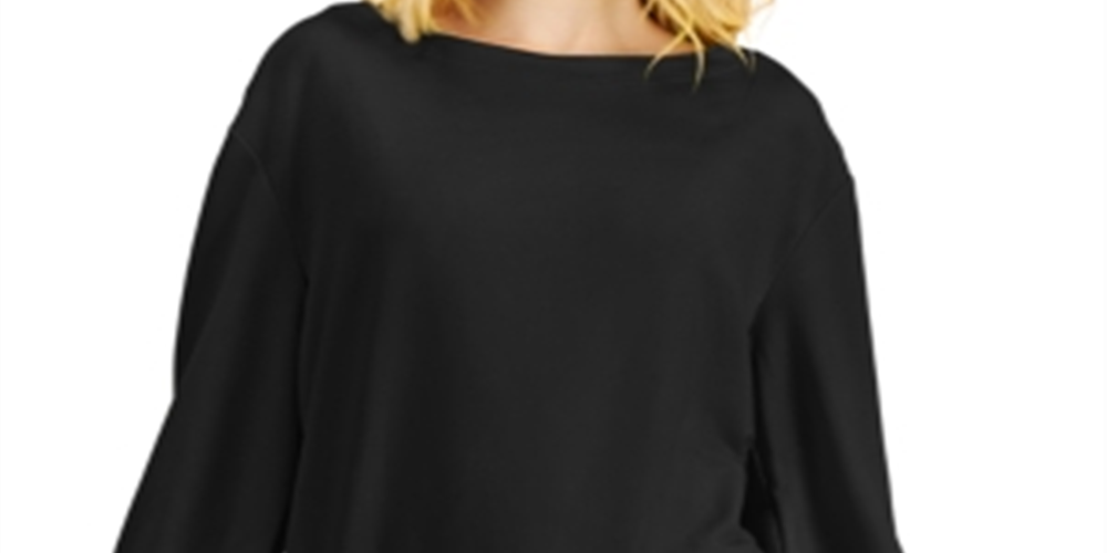 INC International Concepts Women's Earth Drop Shoulder Sweatshirt Black Size X-Large