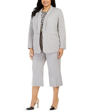 Calvin Klein Women's Plus Zipper Pocket Cropped Twill Pants Gray Size 24W