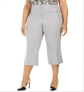 Calvin Klein Women's Plus Zipper Pocket Cropped Twill Pants Gray Size 24W