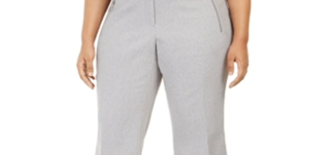 Calvin Klein Women's Plus Zipper Pocket Cropped Twill Pants Gray Size 24W