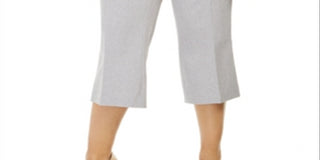 Calvin Klein Women's Plus Zipper Pocket Cropped Twill Pants Gray Size 24W