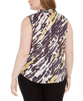 Bar III Women's Plus Abstract Hi Low Blouse Yellow Size 2X