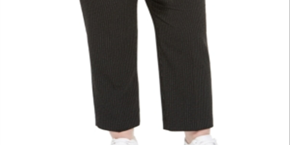 Bar III Women's Plus Striped Tie Waist Pants Black Size 24W