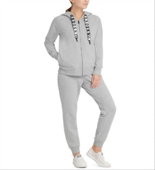 DKNY Women's  Sport Logo Terry Zip Hoodie Silver Size M