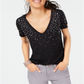 INC International Concepts Women's Embellished T-Shirt Black Size Petite