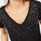 INC International Concepts Women's Embellished T-Shirt Black Size Petite