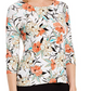 JM Collection Women's Floral Print Top White Size Petite M