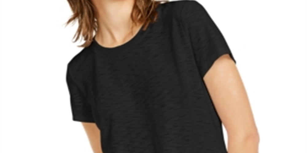 INC International Concepts Women's Tie Front T-Shirt Black Size Petite Small