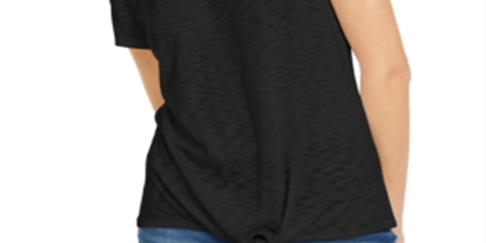 INC International Concepts Women's Tie Front T-Shirt Black Size Petite Small
