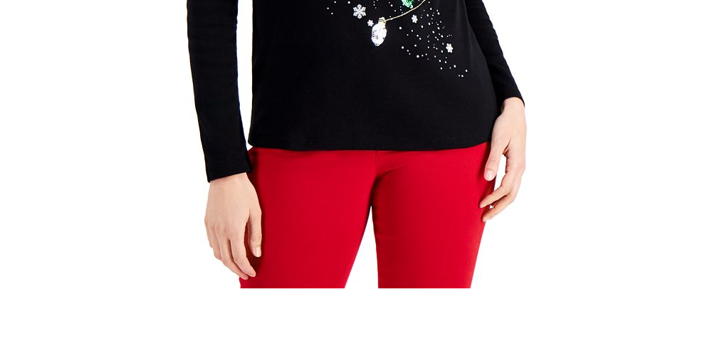 Karen Scott Women's Cotton Embellished Top Blue Size M
