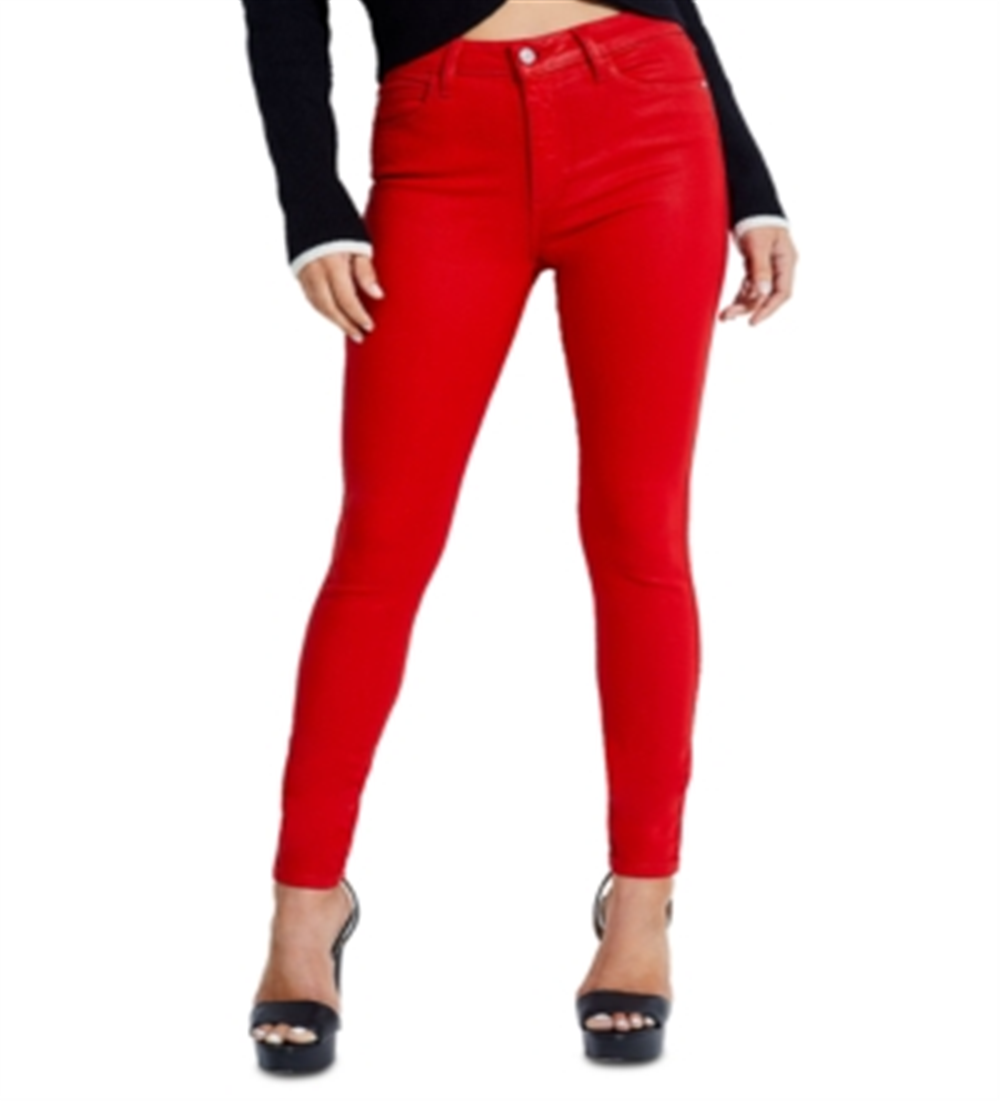 Guess Women's Coated Skinny Jeans Red Size 29