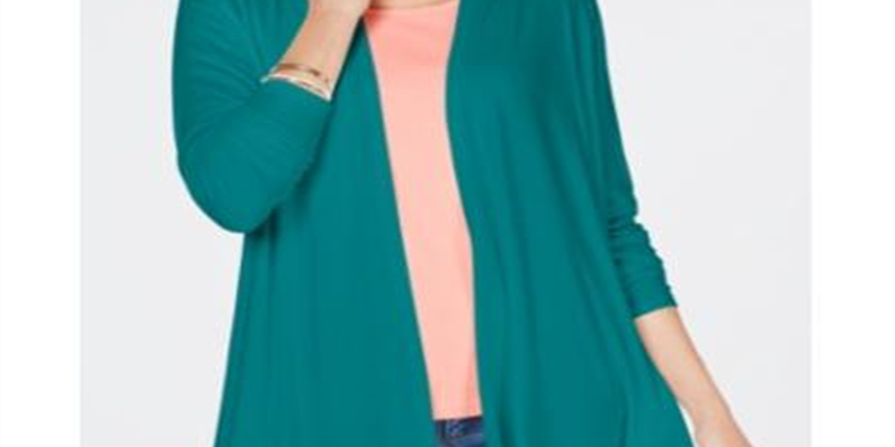 Karen Scott Women's Open Front Cardigan Blue Size Petite Small