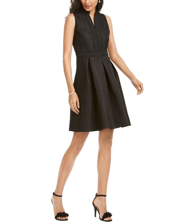 Pappagallo Women's Embroidered a Line Dress Black Size 4