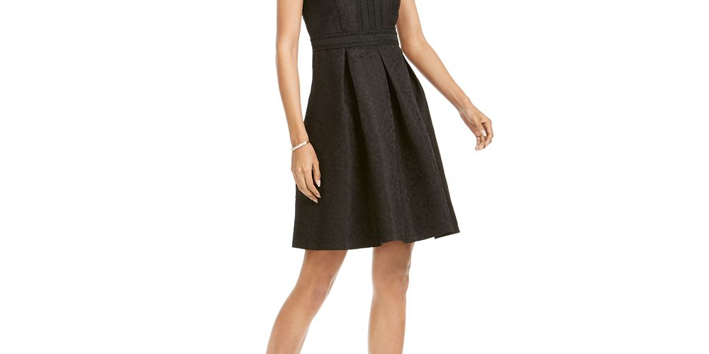 Pappagallo Women's Embroidered a Line Dress Black Size 4