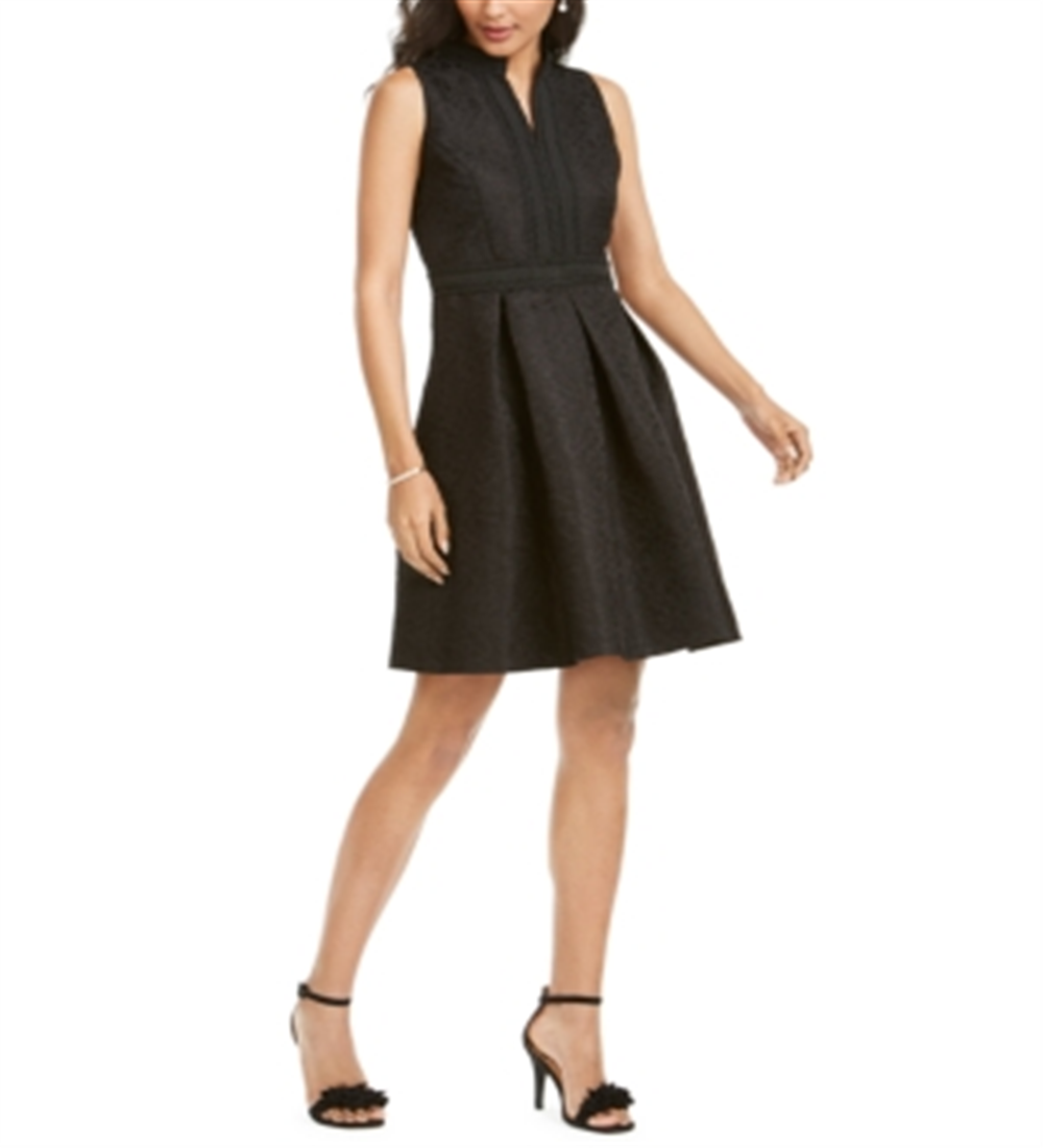 Pappagallo Women's Embroidered a Line Dress Black Size 4