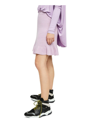 Free People Women's Ribbed Ruffled Trim Skirt Purple Size Medium
