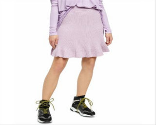 Free People Women's Ribbed Ruffled Trim Skirt Purple Size Medium