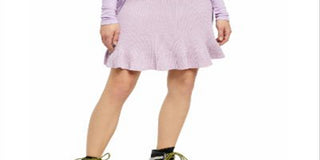 Free People Women's Ribbed Ruffled Trim Skirt Purple Size Medium