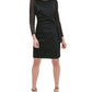 Tommy Hilfiger Women's Belted Heather Long Sleeve Jewel NeckCocktail Dress Gray -Size 4