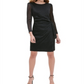 Tommy Hilfiger Women's Belted Heather Long Sleeve Jewel NeckCocktail Dress Gray -Size 4