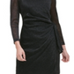 Tommy Hilfiger Women's Belted Heather Long Sleeve Jewel NeckCocktail Dress Gray -Size 4