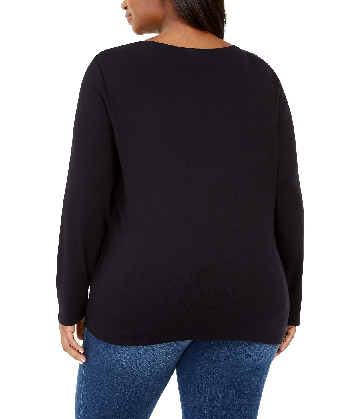 Karen Scott Women's Plus Caroling Dog Festive Lights Christmas Top Black Size 0X