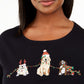 Karen Scott Women's Plus Caroling Dog Festive Lights Christmas Top Black Size 0X