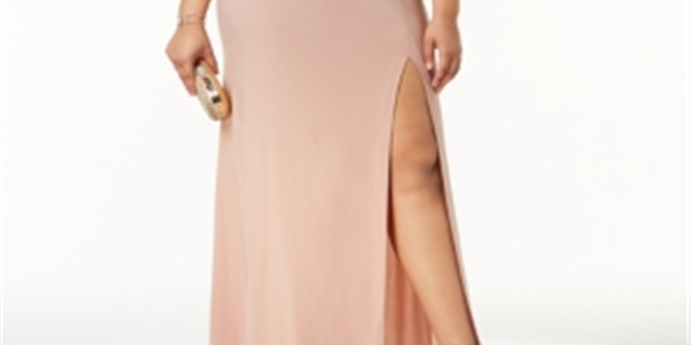 Morgan & Co. Women's Plus Lace Oerlay Glitter Evening Dress Brown Size 18W