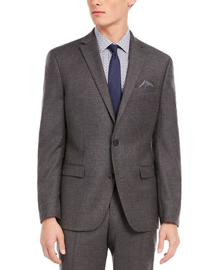 Bar III Men's Single Breasted Heather Slim Fit Wool Blend Suit Gray Size 42