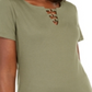 Karen Scott Women's Triple Ring Cutout Top Green Size Small